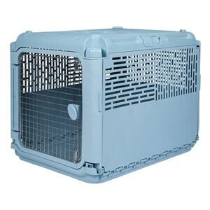 SPORT PET Plastic Collaspsible Pet Kennel, Blue, Medium, 22." L x 23" W x 30" H